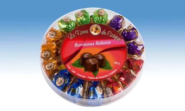 Pandereta escolar con bombones de chocolates variados